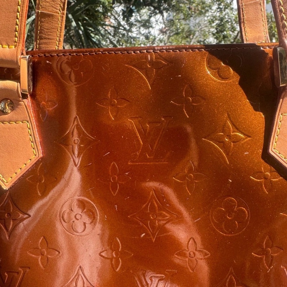 Louis Vuitton Vernis Tote Bronze Patent Monogram Shoulder Bag Authentic LV - Picture 8 of 12